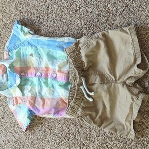 Gap Poplin Bodysuit and short set